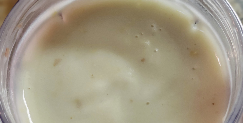Detail of photo of a puree for baby.