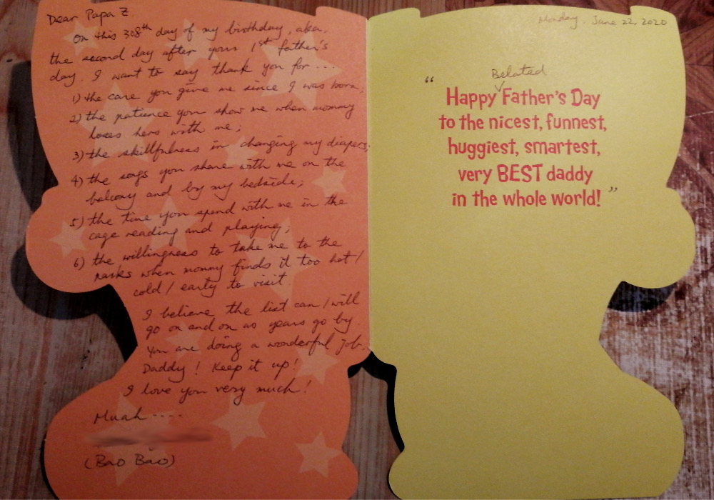 Photo of the enterior of a Father's Day card.